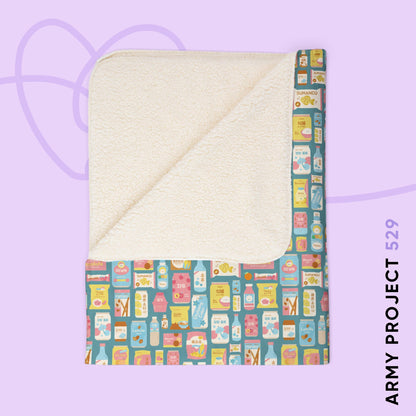 Sweet Pastel Korean Snacks Blanket - Cute K-Pop Home Decor - Cozy Fleece Sherpa Blanket
