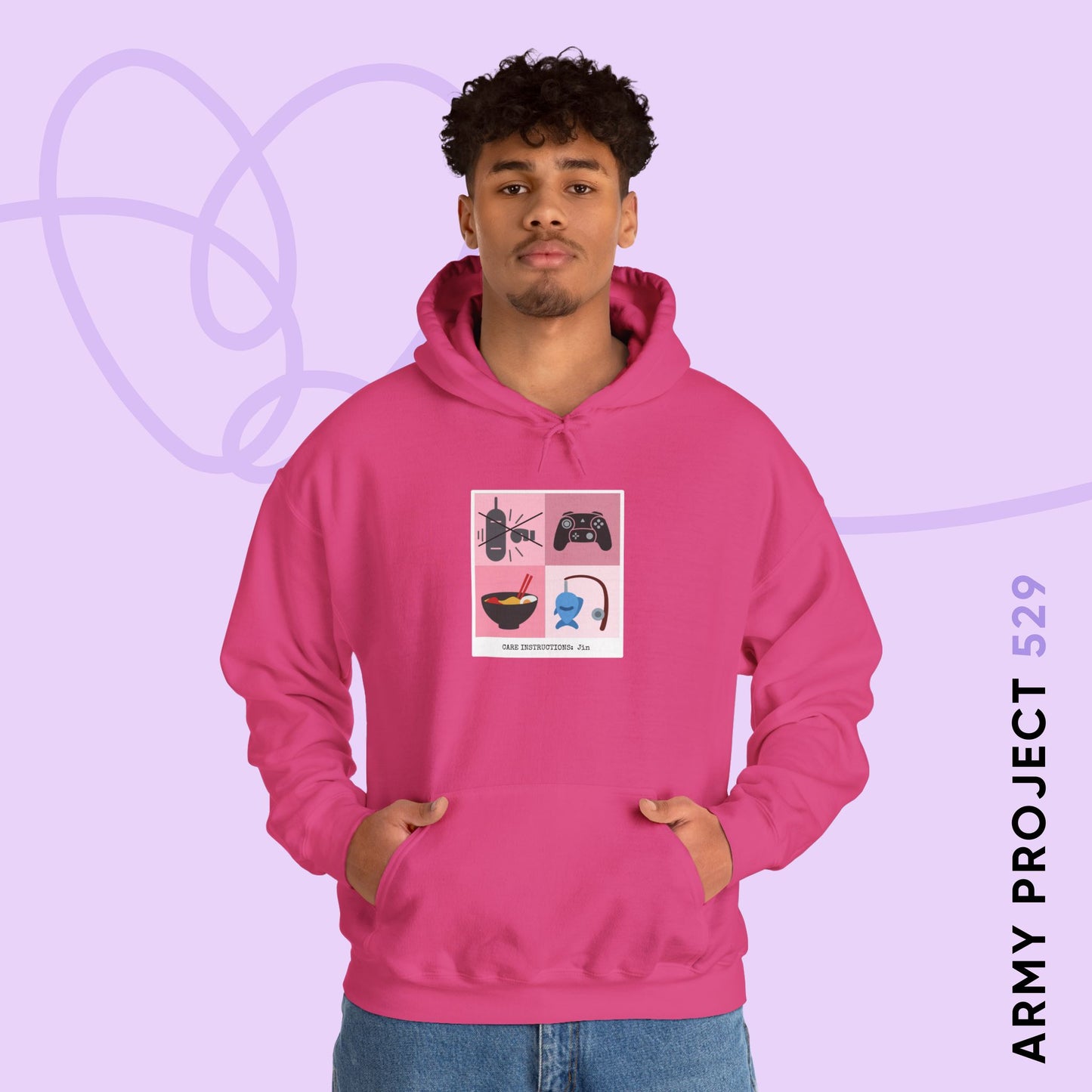 Jin Hoodie - Funny Fanmade BTS Merch - Care Instructions - Cozy Unisex Sweatshirt