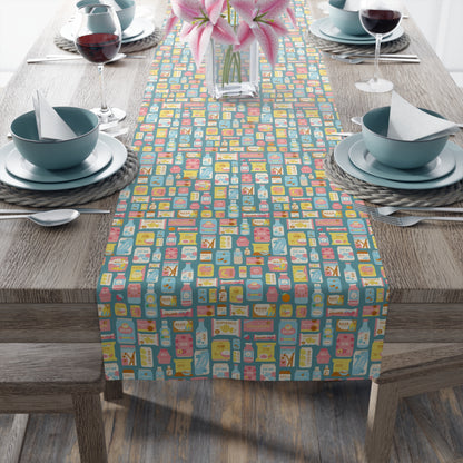 Sweet Pastel Korean Snack Table Runner - Cute K-Pop Home Decor - Cotton Twill or Polyester