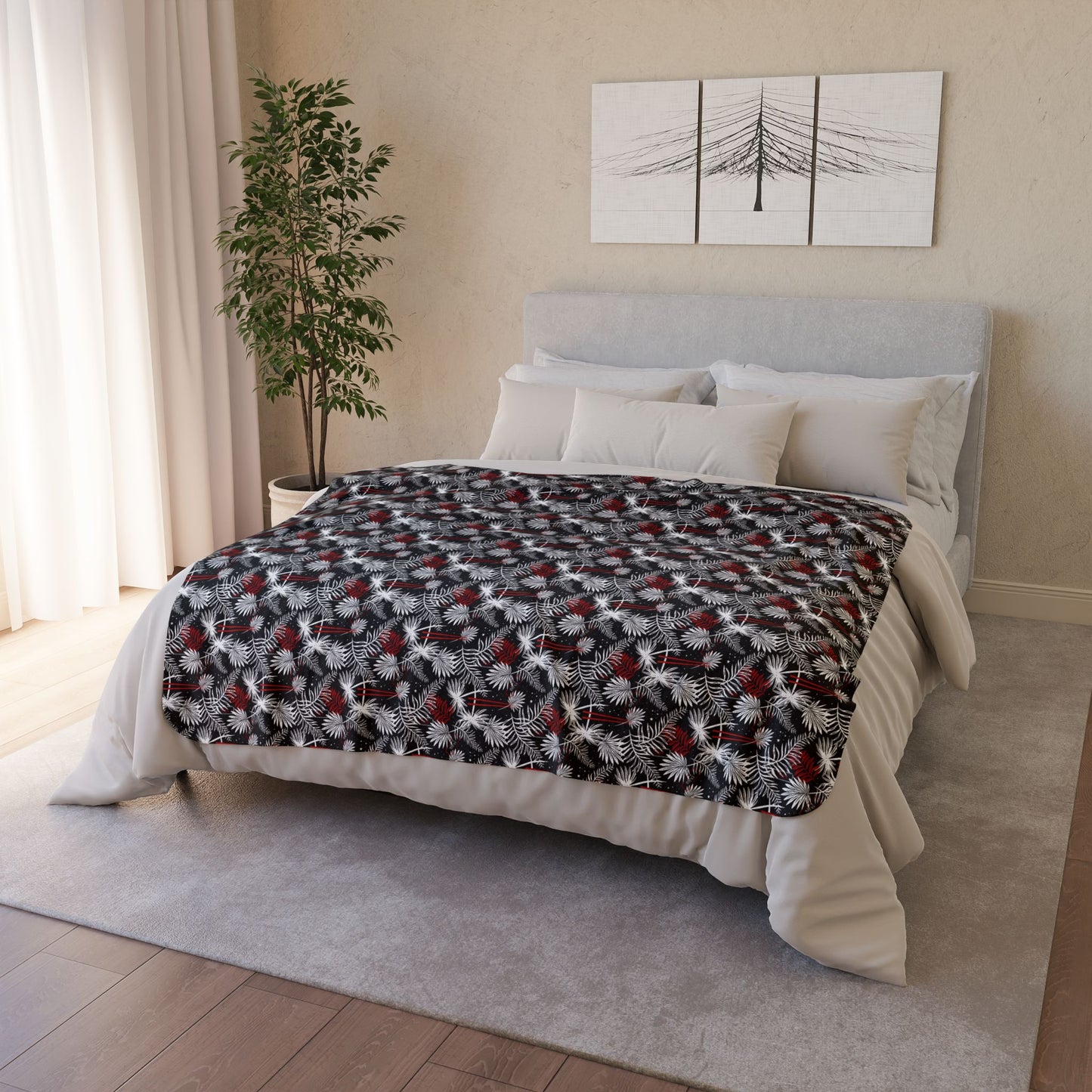 Tropical Chopsticks Fleece Sherpa Blanket