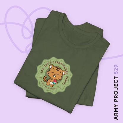 Taehyung Short Sleeve Shirt - Cute Fanmade BTS Merch - Tae Tae's Strawberry Tarts - Soft Unisex T-Shirt