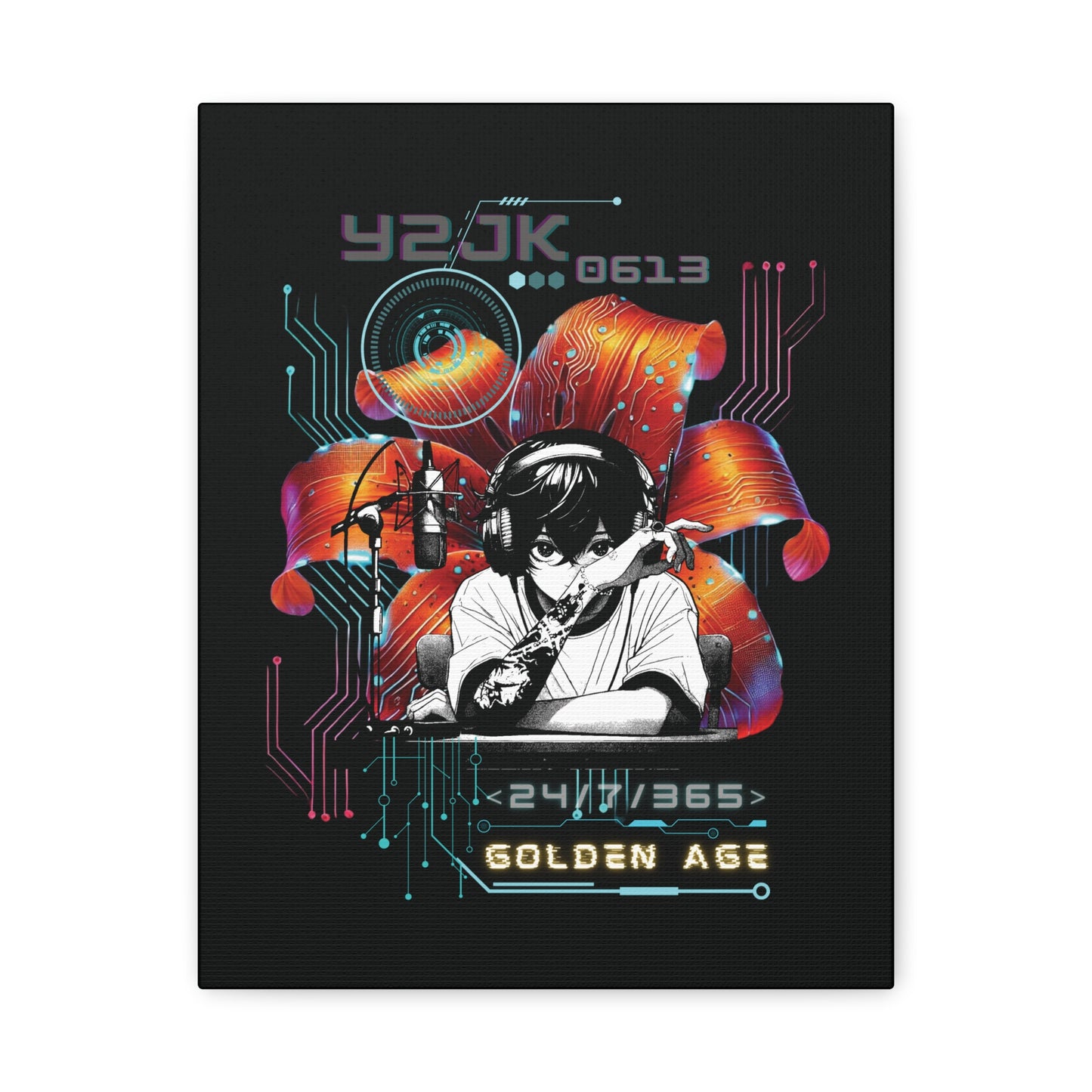 Jung Kook Canvas Wall Art - Fanmade BTS Retro Series - Y2K Gamer Aesthetic - Framed Wall Decor