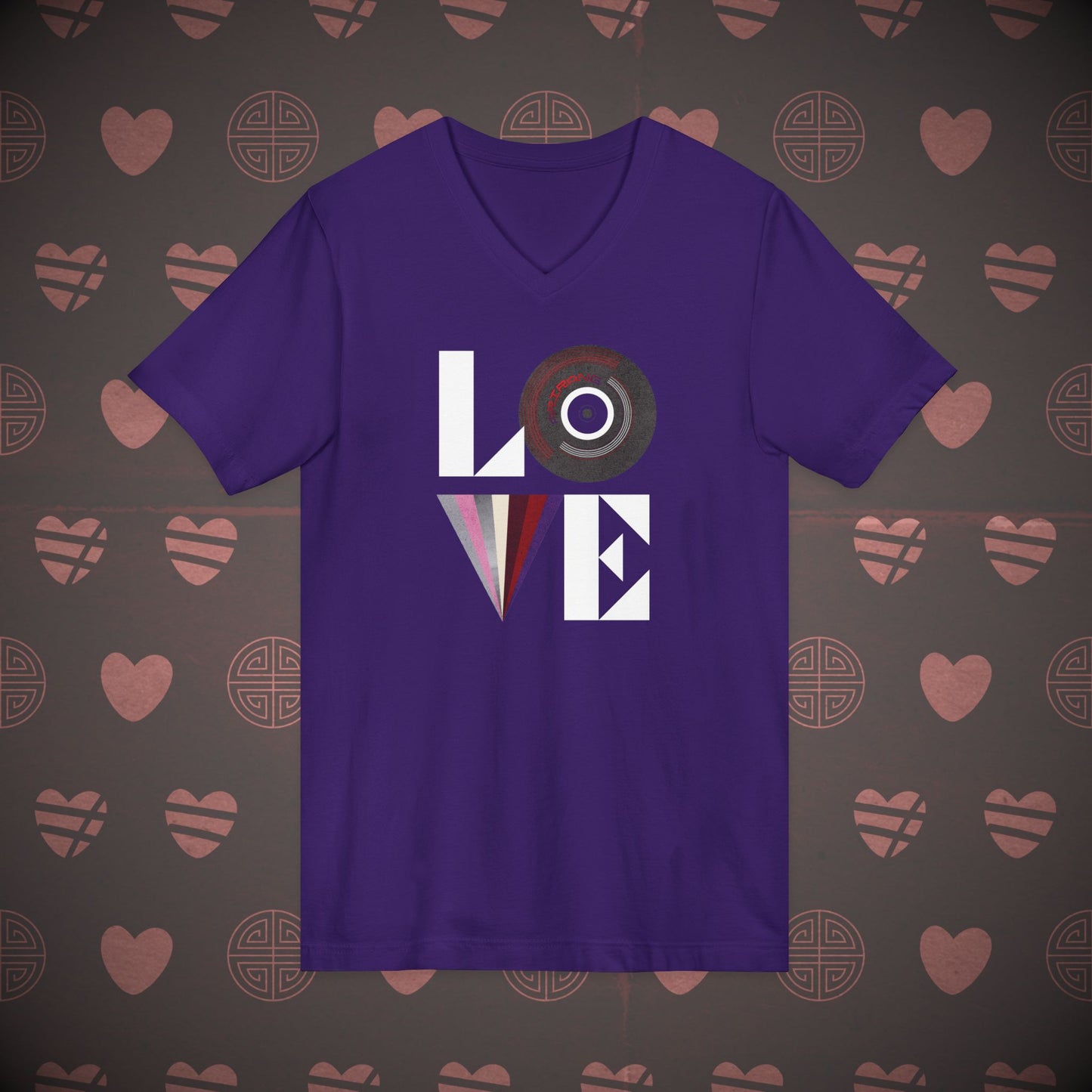 OT7 V-Neck Shirt - Love Record - Unisex Jersey T-Shirt