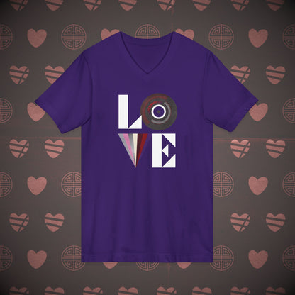 OT7 V-Neck Shirt - Love Record - Unisex Jersey T-Shirt