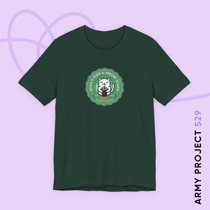 Yoongi Short Sleeve Shirt - Cute Fanmade BTS Merch - SUGA's Iced A-meow-icano - Soft Unisex T-Shirt