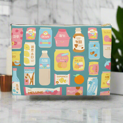 Sweet Pastel Korean Snacks Accessory Pouch