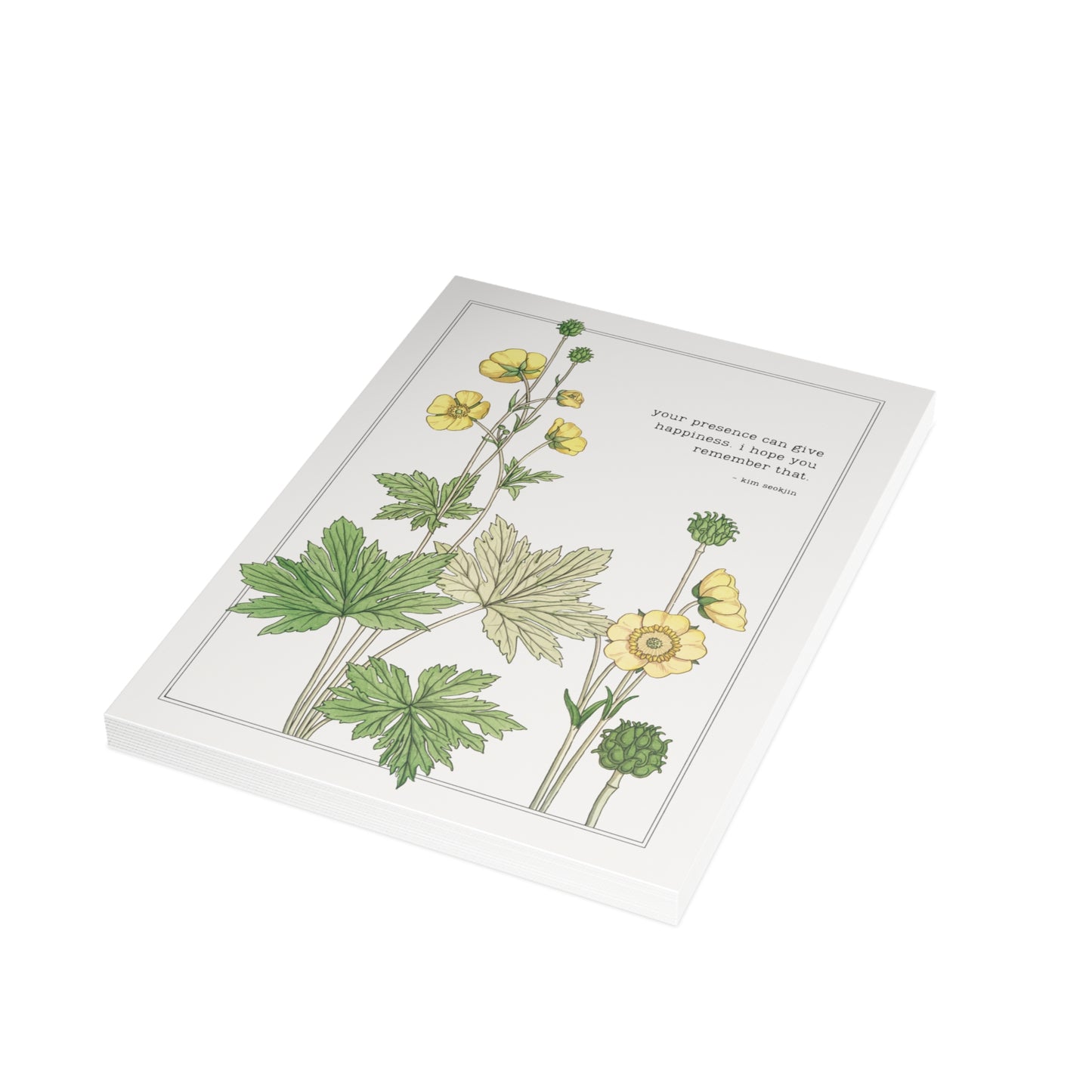 Fanmade BTS Greeting Card - Jin Appreciation Quote - Vintage Floral Artwork