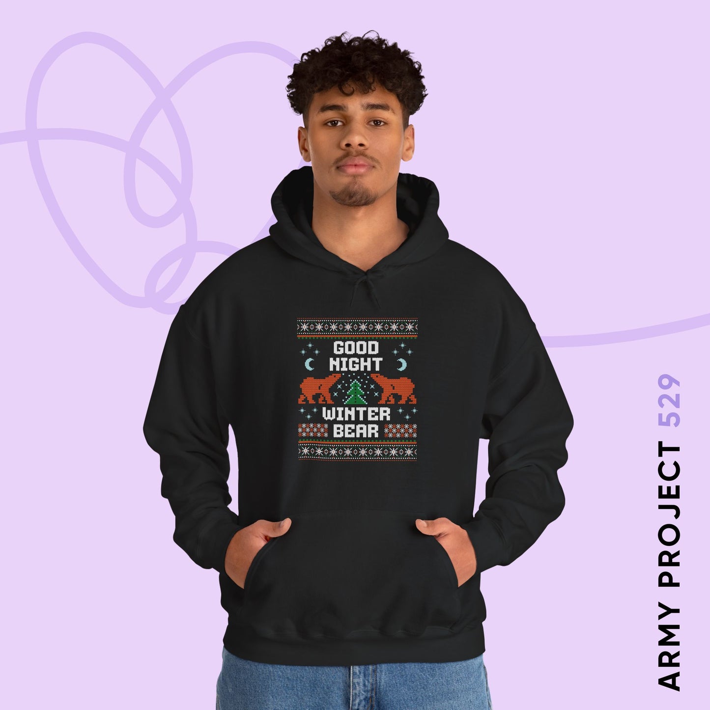 Taehyung Hoodie - Good Night Winter Bear - Fanmade BTS Merch - Cozy Unisex Sweatshirt
