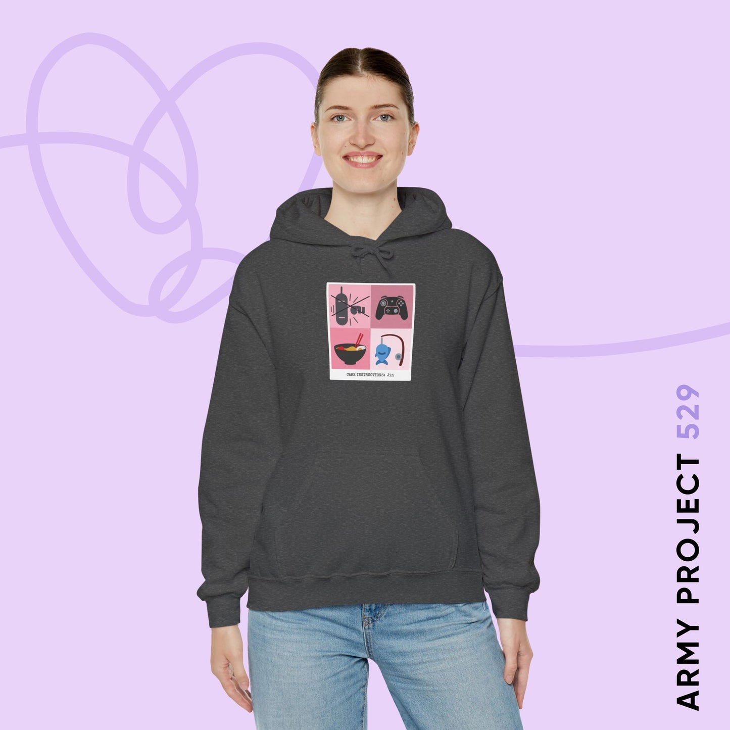 Jin Hoodie - Funny Fanmade BTS Merch - Care Instructions - Cozy Unisex Sweatshirt