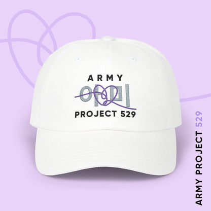 ARMY Project 529 Baseball Cap - Embroidered ARMY Merch - Bright White Unisex Hat