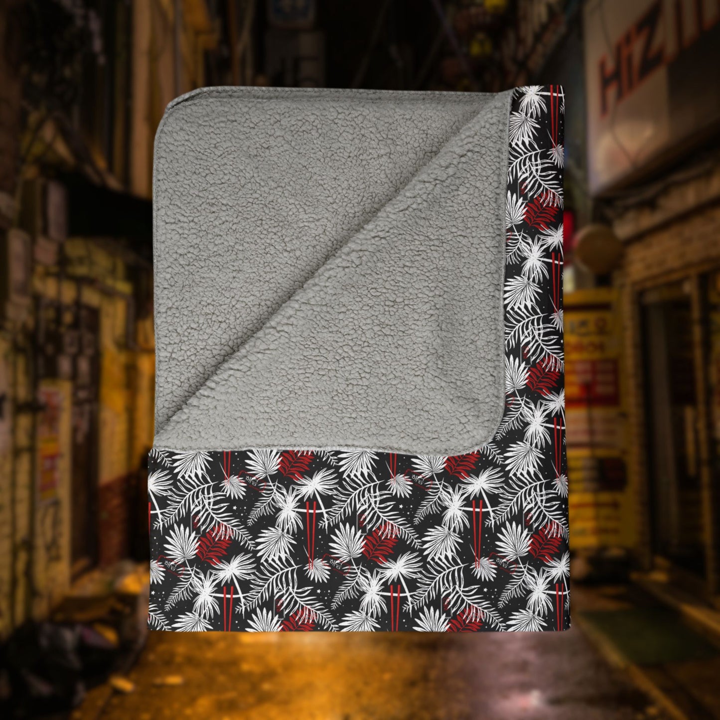 Tropical Chopsticks Fleece Sherpa Blanket