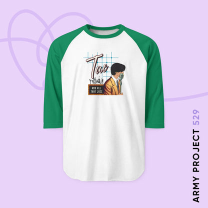 Taehyung Baseball Tee - Fanmade BTS Retro Series - 50s Vintage Aesthetic - 3/4 Sleeve Unisex T-Shirt