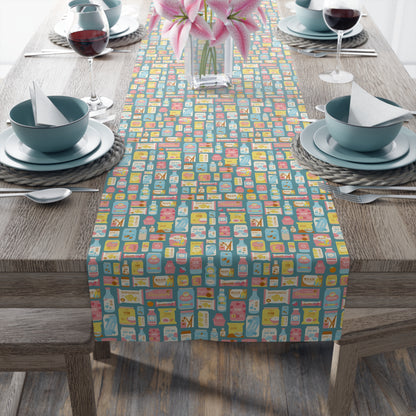 Sweet Pastel Korean Snack Table Runner - Cute K-Pop Home Decor - Cotton Twill or Polyester