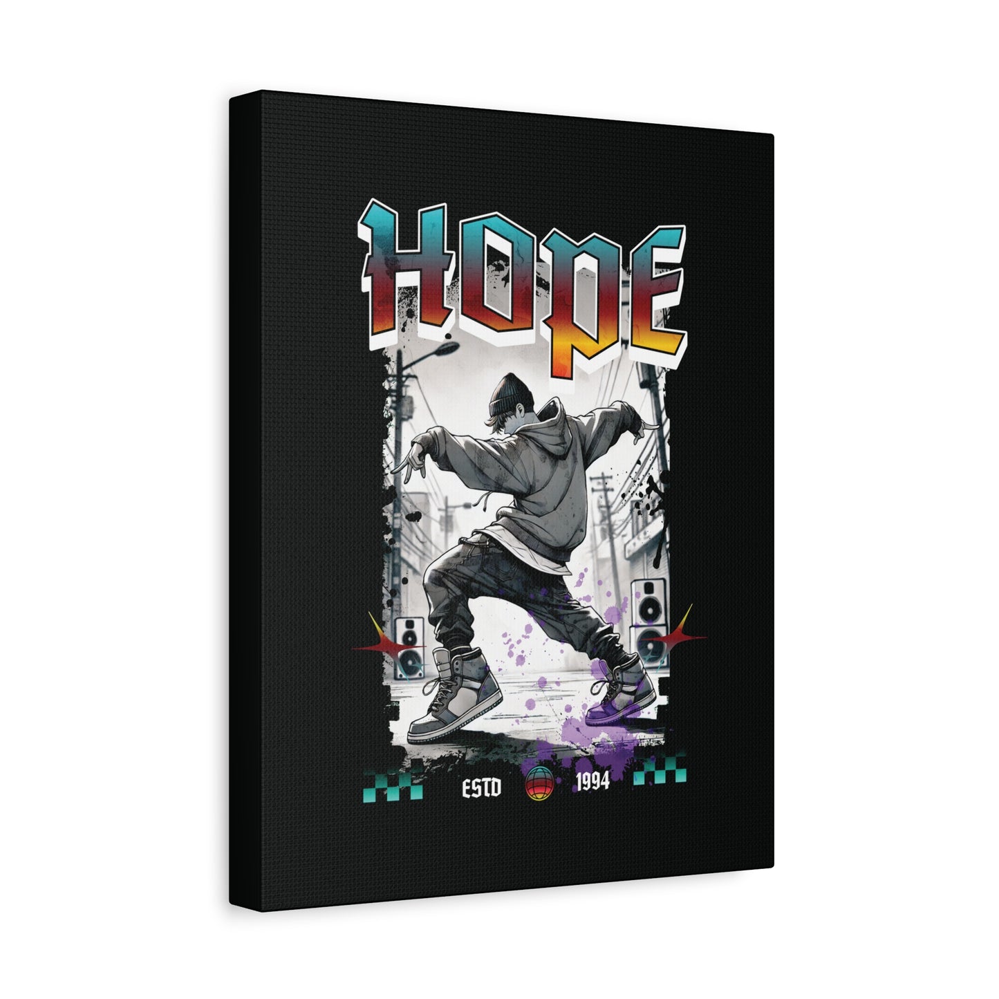 Hobi Canvas Wall Art - Fanmade BTS Retro Series - 90s Hip-Hop Aesthetic - Framed Wall Decor