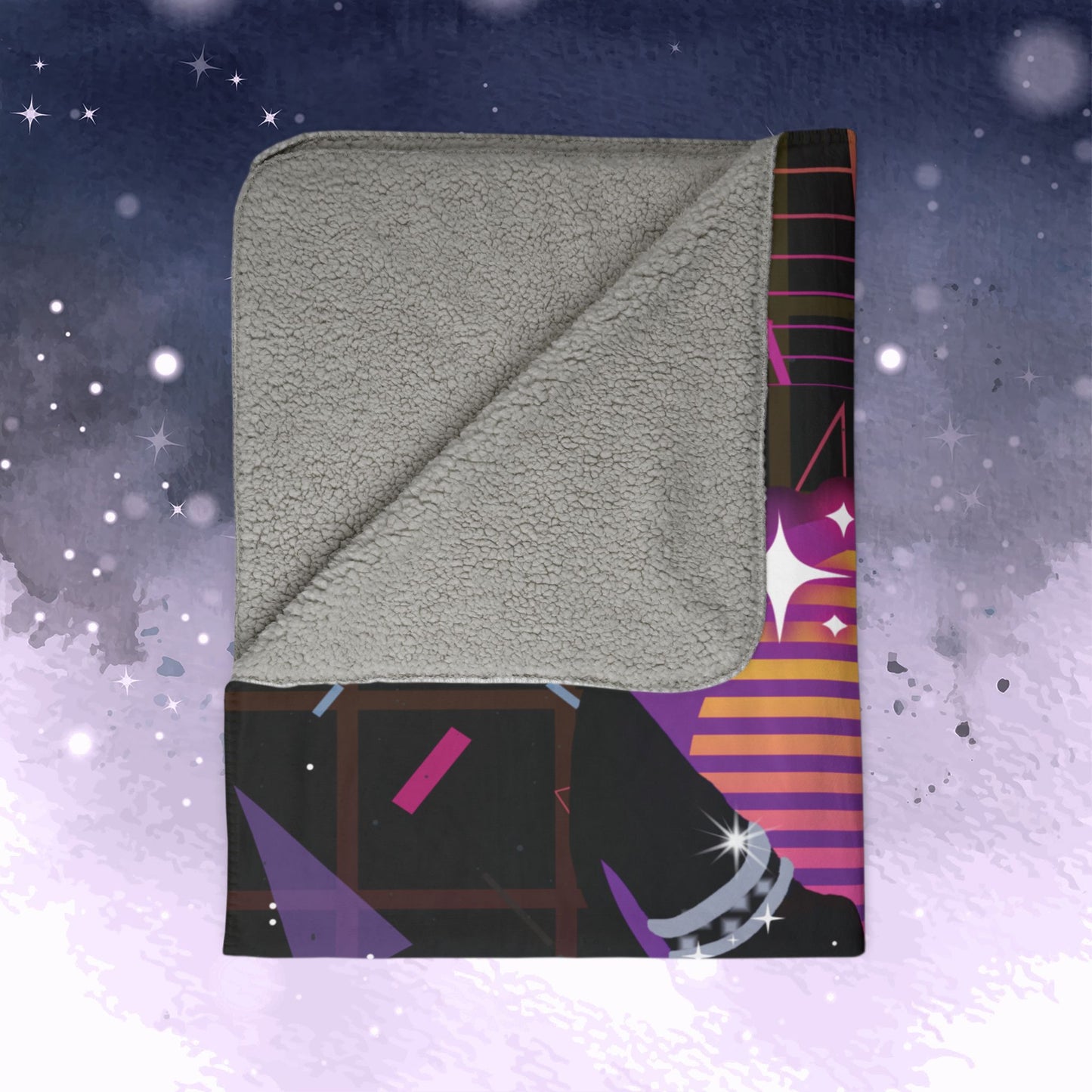 Jimin Throw Blanket - Retro Series - 80s Neon Video Game Aesthetic - Cozy Fleece Sherpa Blanket