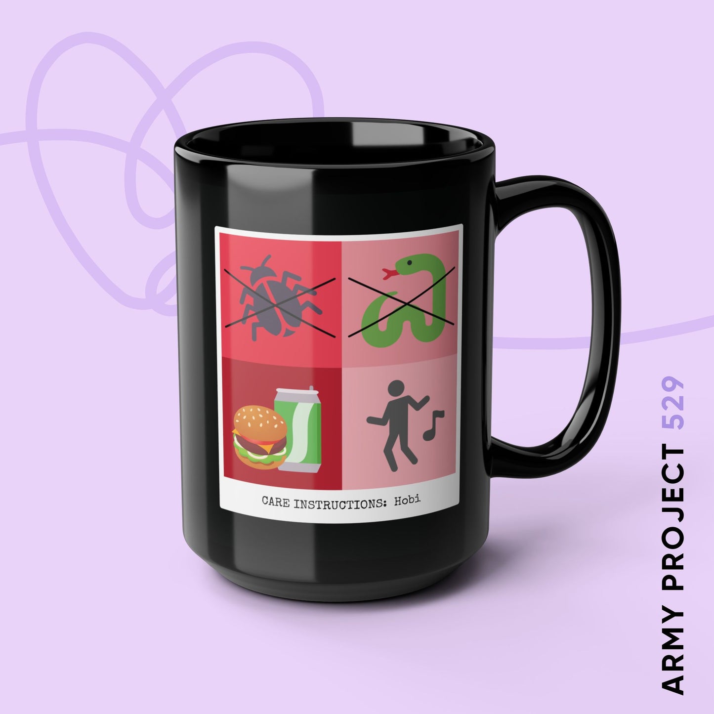 Hobi Coffee Mug - Funny Fanmade BTS Merch - Care Instructions - 15 oz Ceramic