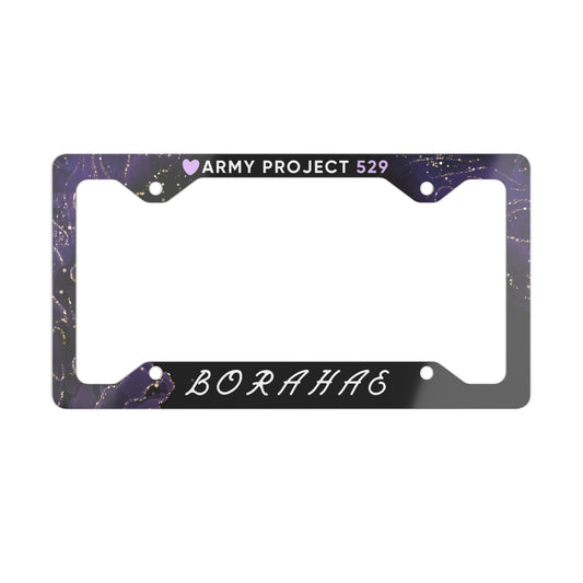 Borahae USA License Plate Frame (Black Sparkle)