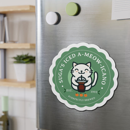 Yoongi Fridge Magnet - Cute Fanmade BTS Merch - SUGA's Iced A-meow-icano - Subtle ARMY Decor