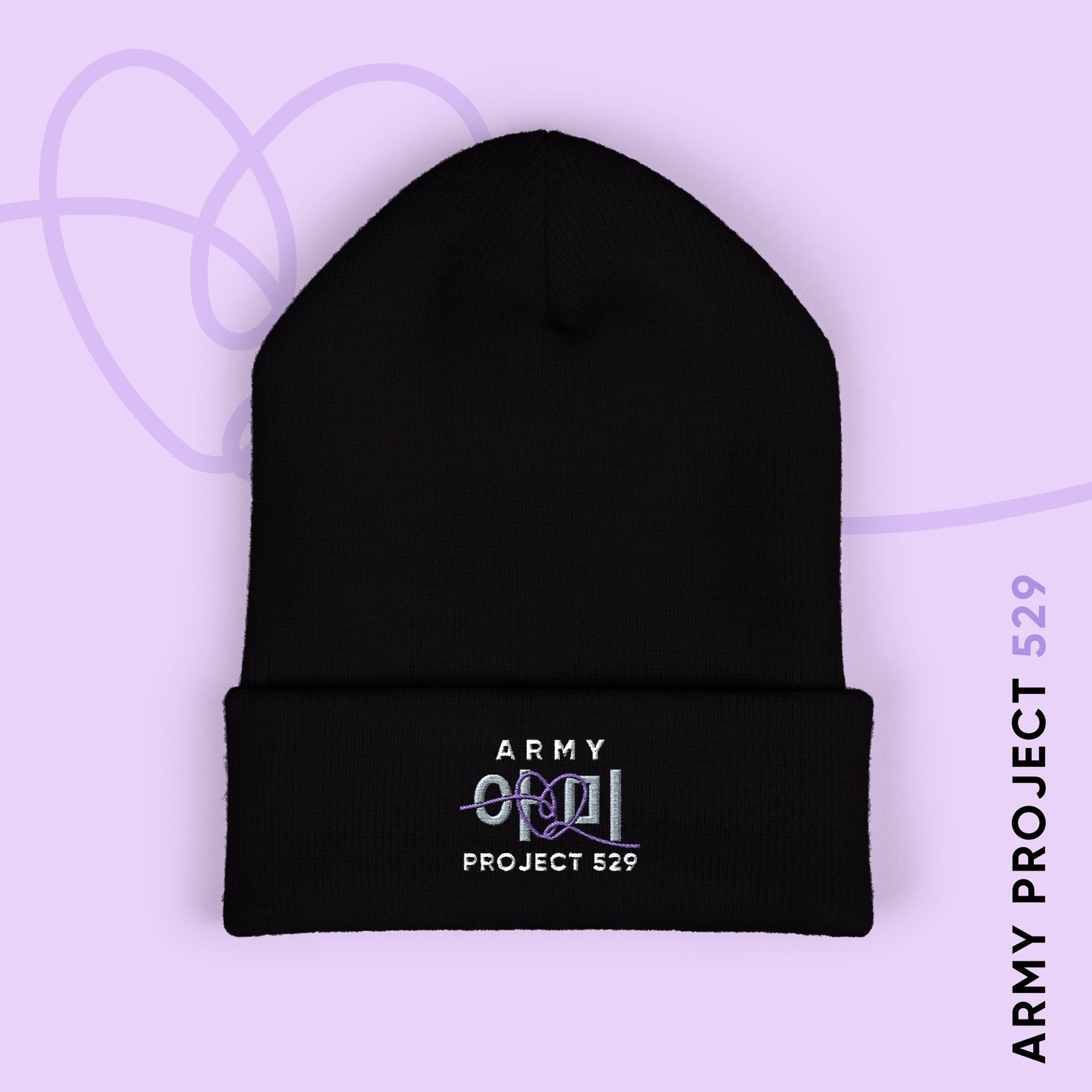 ARMY Project 529 Beanie - Embroidered Fanmade BTS Merch - Cozy Winter Unisex Hat