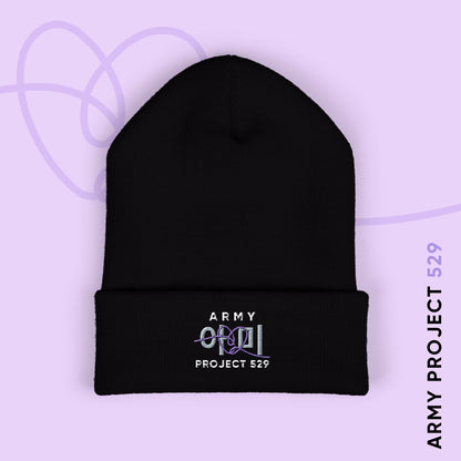 ARMY Project 529 Beanie - Embroidered Fanmade BTS Merch - Cozy Winter Unisex Hat