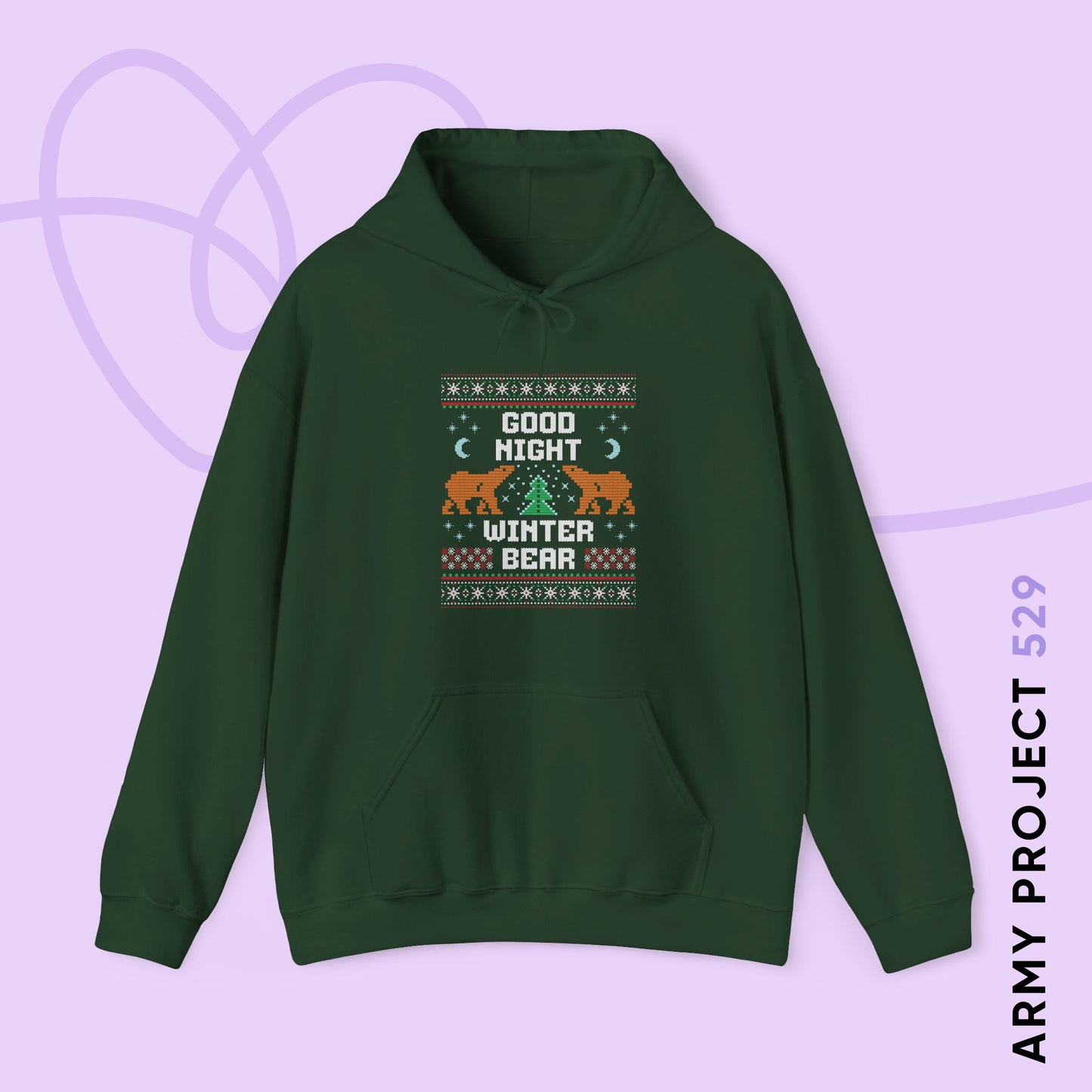 Taehyung Hoodie - Good Night Winter Bear - Fanmade BTS Merch - Cozy Unisex Sweatshirt