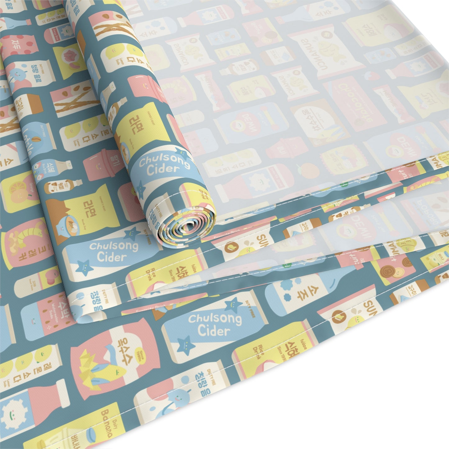 Sweet Pastel Korean Snack Table Runner - Cute K-Pop Home Decor - Cotton Twill or Polyester