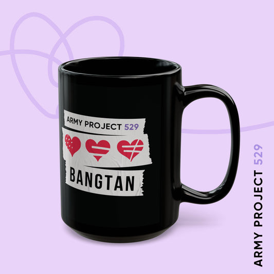 AP529 <3 Bangtan Coffee Mug - Black 15 oz Ceramic