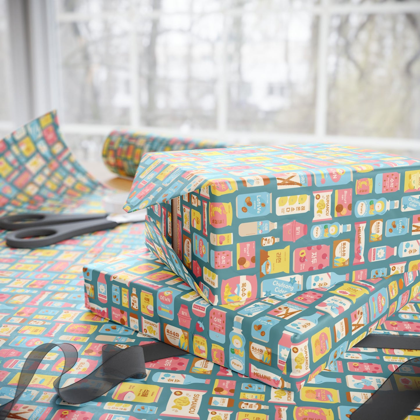 Sweet Pastel Korean Snacks Wrapping Paper - Cute K-Pop Gift Wrap