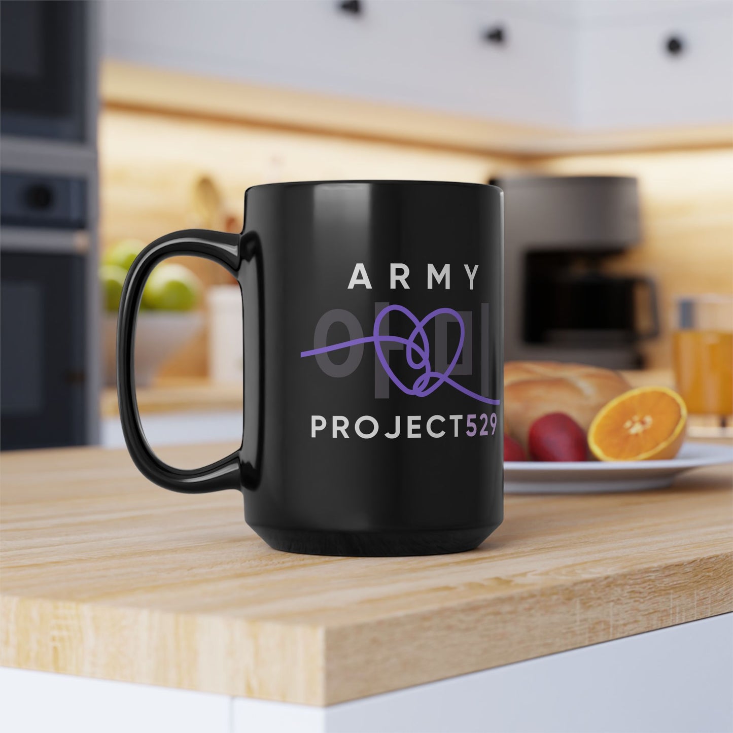 ARMY Project 529 Logo 15 oz Black Coffee Mug