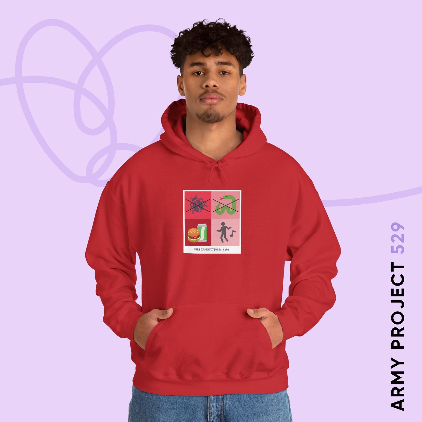 Hobi Hoodie - Funny Fanmade BTS Merch - Care Instructions - Cozy Unisex Sweatshirt