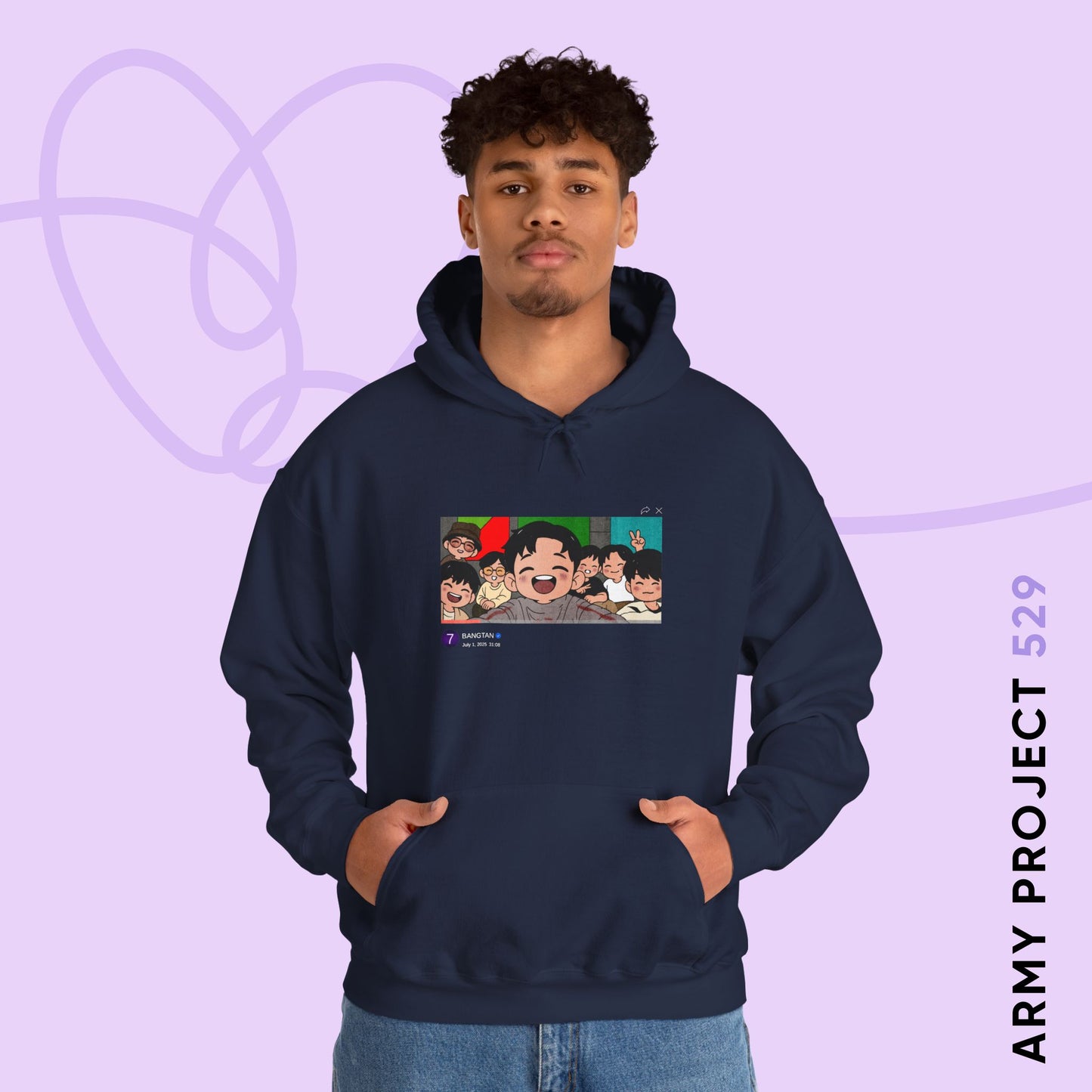 OT7 Reunion Hoodie - Fanmade BTS Merch - Original Chibi Artwork - Cozy Unisex Sweatshirt