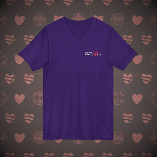AP529 V-Neck Shirt - Red Heart Logo - Unisex Jersey T-Shirt