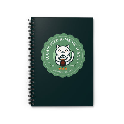 Yoongi Notebook - Cute Fanmade BTS Merch - SUGA's Iced A-meow-icano - Spiral Journal