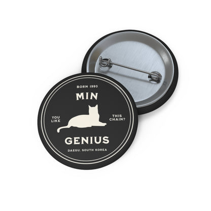 Yoongi Button Pin - Fanmade BTS Nickname Merch - Min Genius - Durable ARMY Accessory