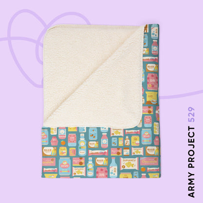 Sweet Pastel Korean Snacks Blanket - Cute K-Pop Home Decor - Cozy Fleece Sherpa Blanket