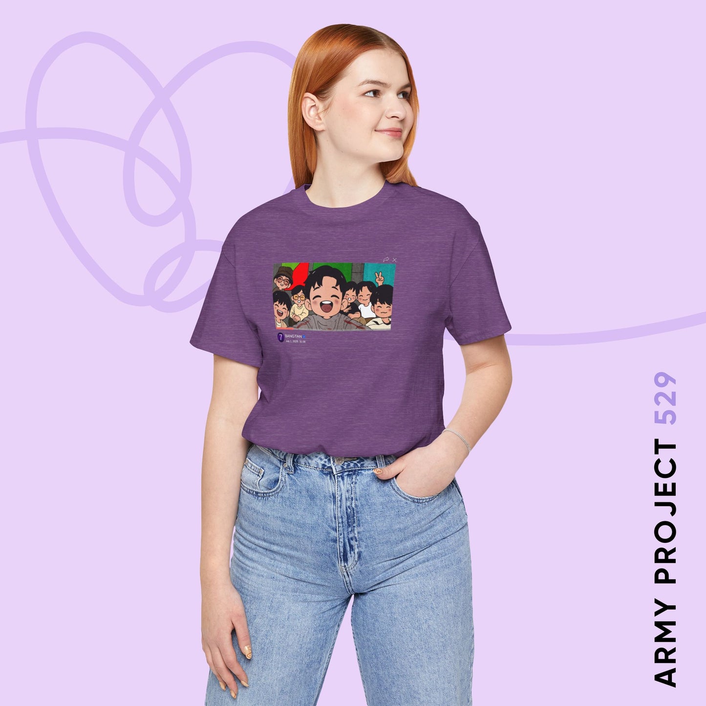 OT7 Reunion Short Sleeve Shirt - Fanmade BTS Merch - Original Chibi Artwork - Unisex Jersey T-Shirt