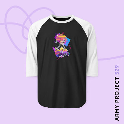 Jimin Baseball Tee - Fanmade BTS Retro Series - 80s Pop Aesthetic - 3/4 Sleeve Unisex T-Shirt