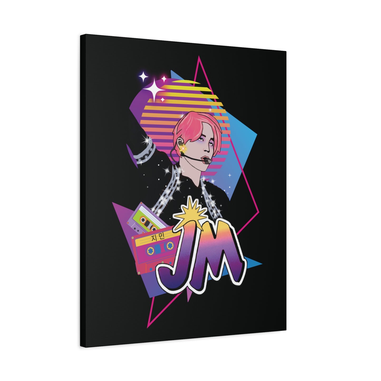 Jimin Canvas Wall Art - Fanmade BTS Retro Series - 80s Pop Aesthetic - Framed Wall Decor