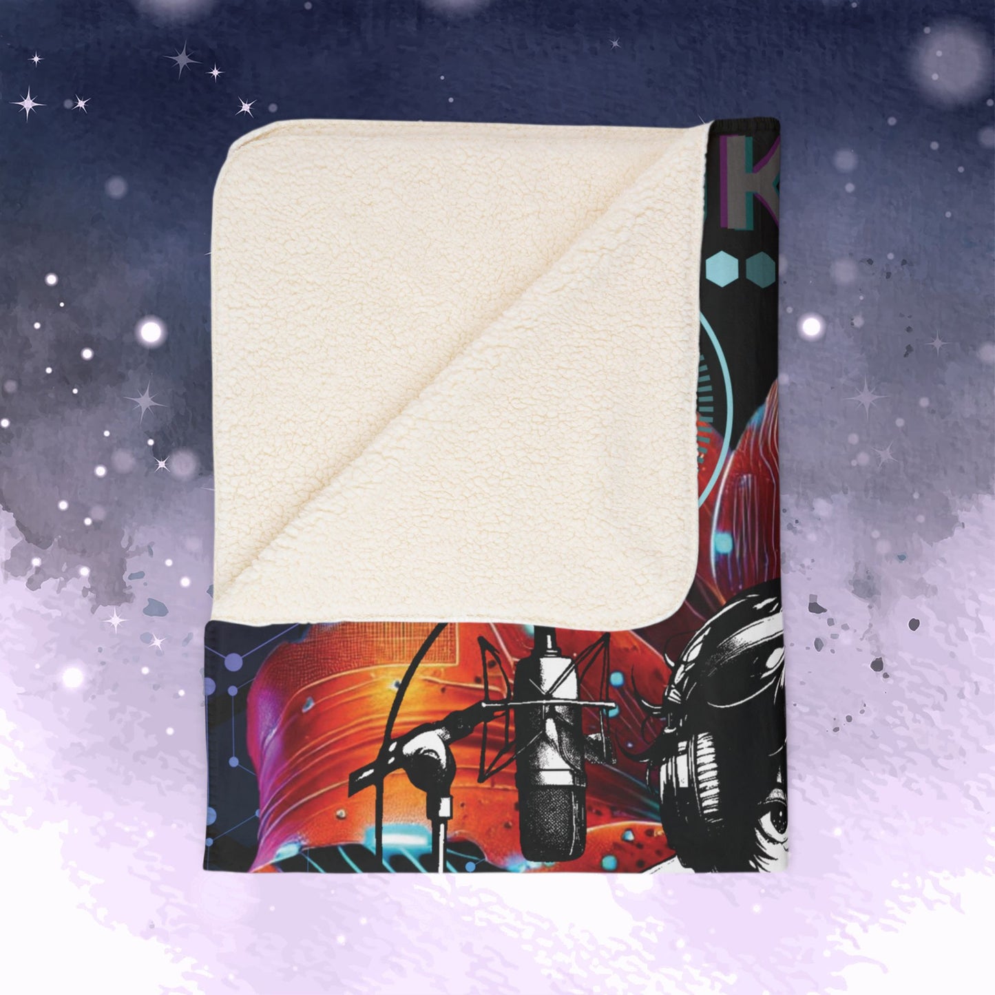 Jung Kook Throw Blanket - Retro Series - Y2K Gamer Aesthetic - Cozy Fleece Sherpa Blanket