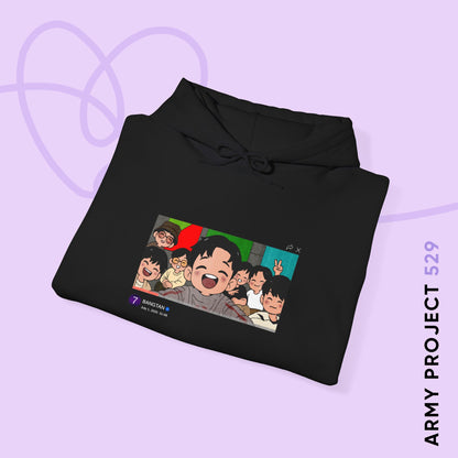 OT7 Reunion Hoodie - Fanmade BTS Merch - Original Chibi Artwork - Cozy Unisex Sweatshirt