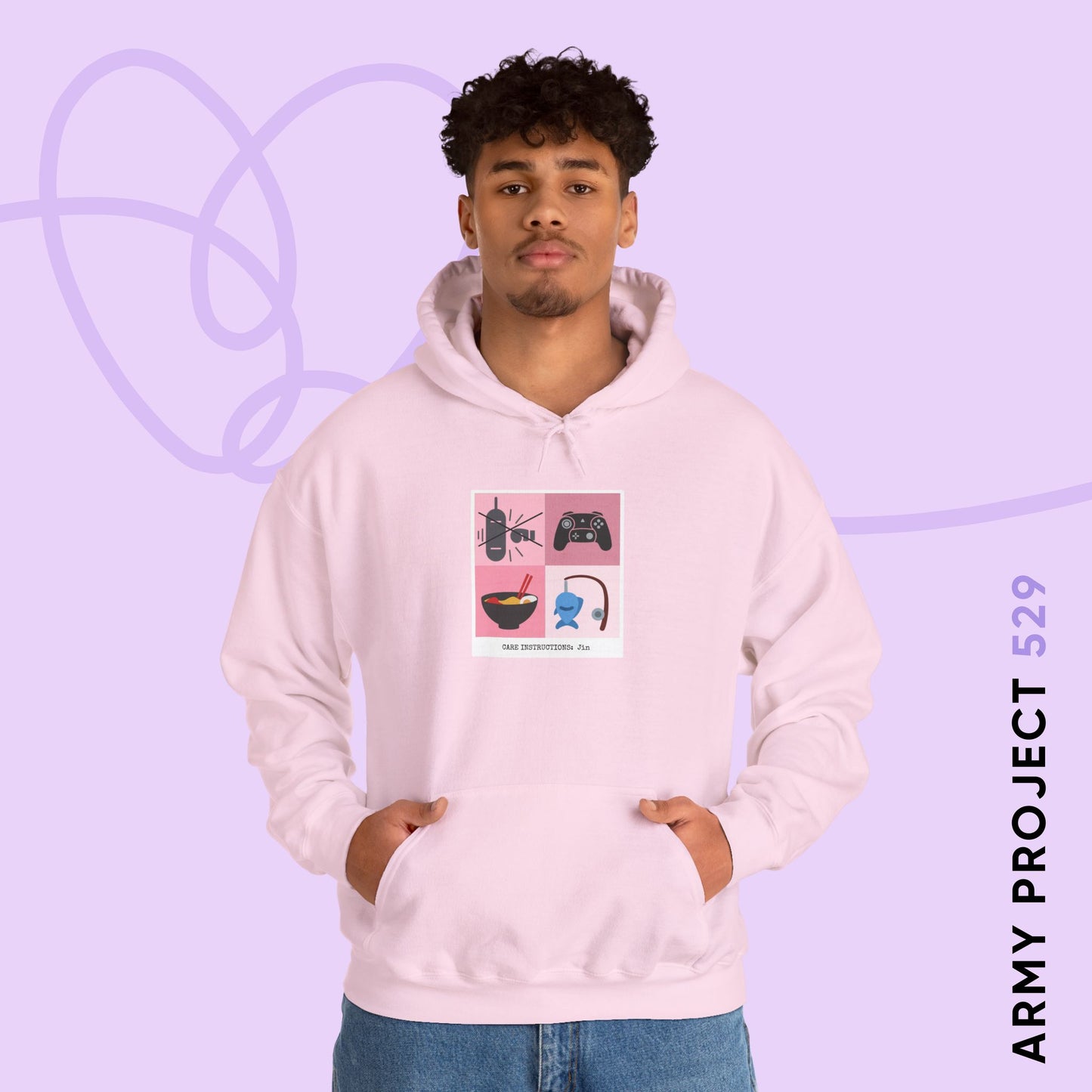 Jin Hoodie - Funny Fanmade BTS Merch - Care Instructions - Cozy Unisex Sweatshirt