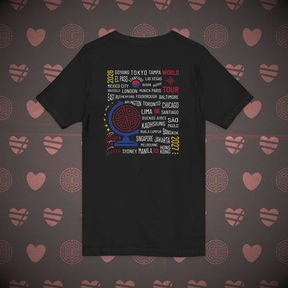 OT7 V-Neck Shirt - What's Your Arirang? Globe and Cities - Unisex Jersey T-Shirt