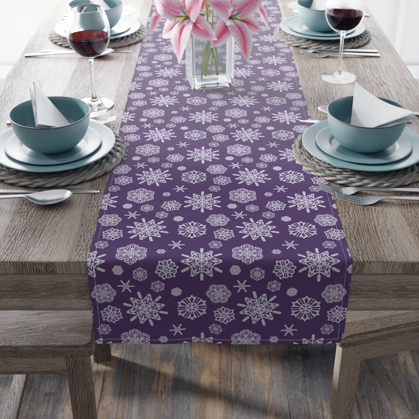 OT7 Table Runner - Secret Snowflakes (Purple) - Fanmade BTS Home Decor - Cotton Twill or Polyester