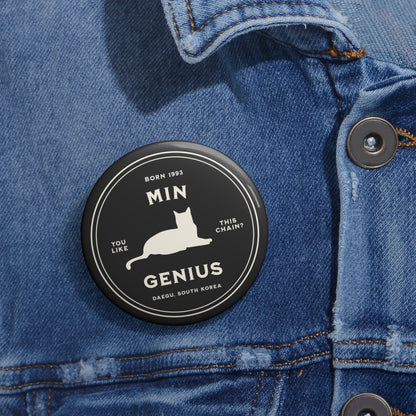 Yoongi Button Pin - Fanmade BTS Nickname Merch - Min Genius - Durable ARMY Accessory