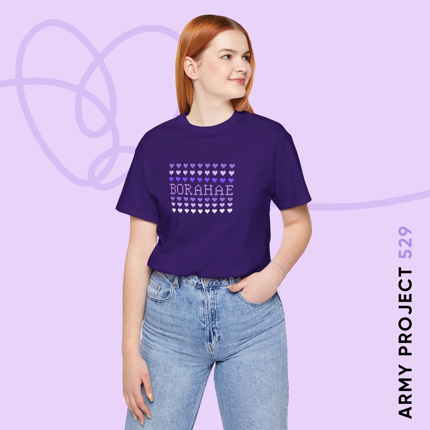 OT7 Short Sleeve Shirt - 8-Bit Borahae - Retro Fanmade BTS Merch - Soft Unisex T-Shirt