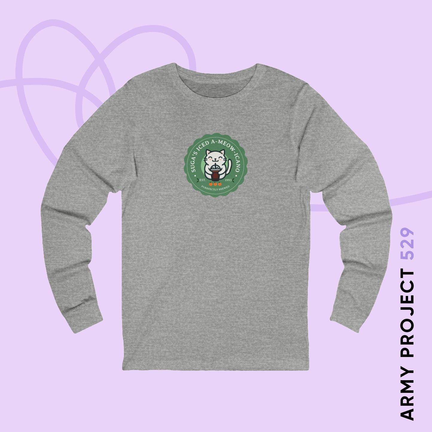 Yoongi Long Sleeve Shirt - Cute Fanmade BTS Merch - SUGA's Iced A-meow-icano - Soft Unisex T-Shirt