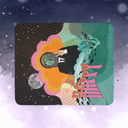 Jin Blanket - Retro Series - 60s Groovy Astronaut Aesthetic - Cozy Fleece Sherpa Blanket