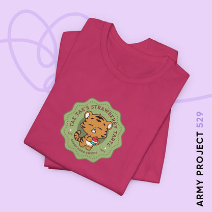 Taehyung Short Sleeve Shirt - Cute Fanmade BTS Merch - Tae Tae's Strawberry Tarts - Soft Unisex T-Shirt