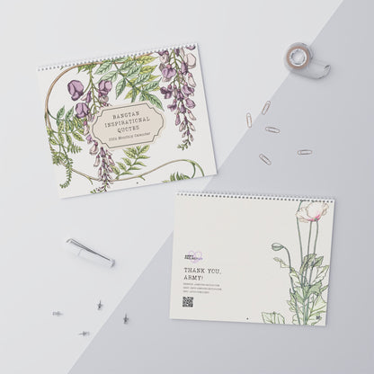 Fanmade BTS 2026 Wall Calendar - 'Bangtan in Bloom' Inspirational Quotes - Vintage Floral Artwork