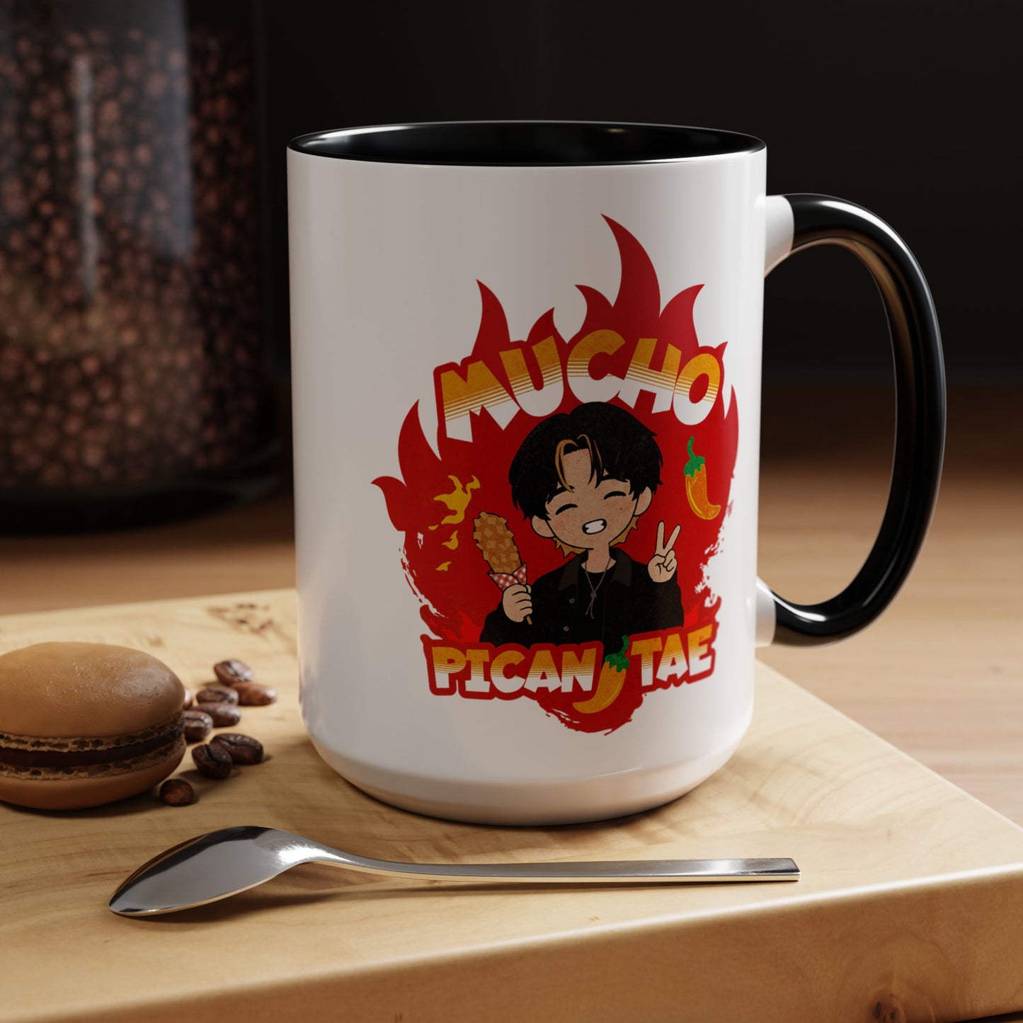 Taehyung Coffee Mug - Mucho PicanTae - 15 oz Two-Tone Ceramic